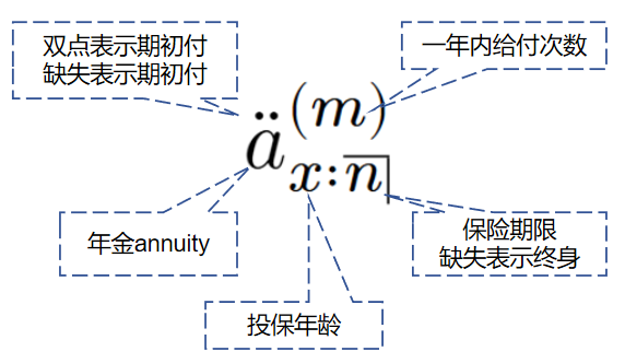 生命年金精算符号示意图